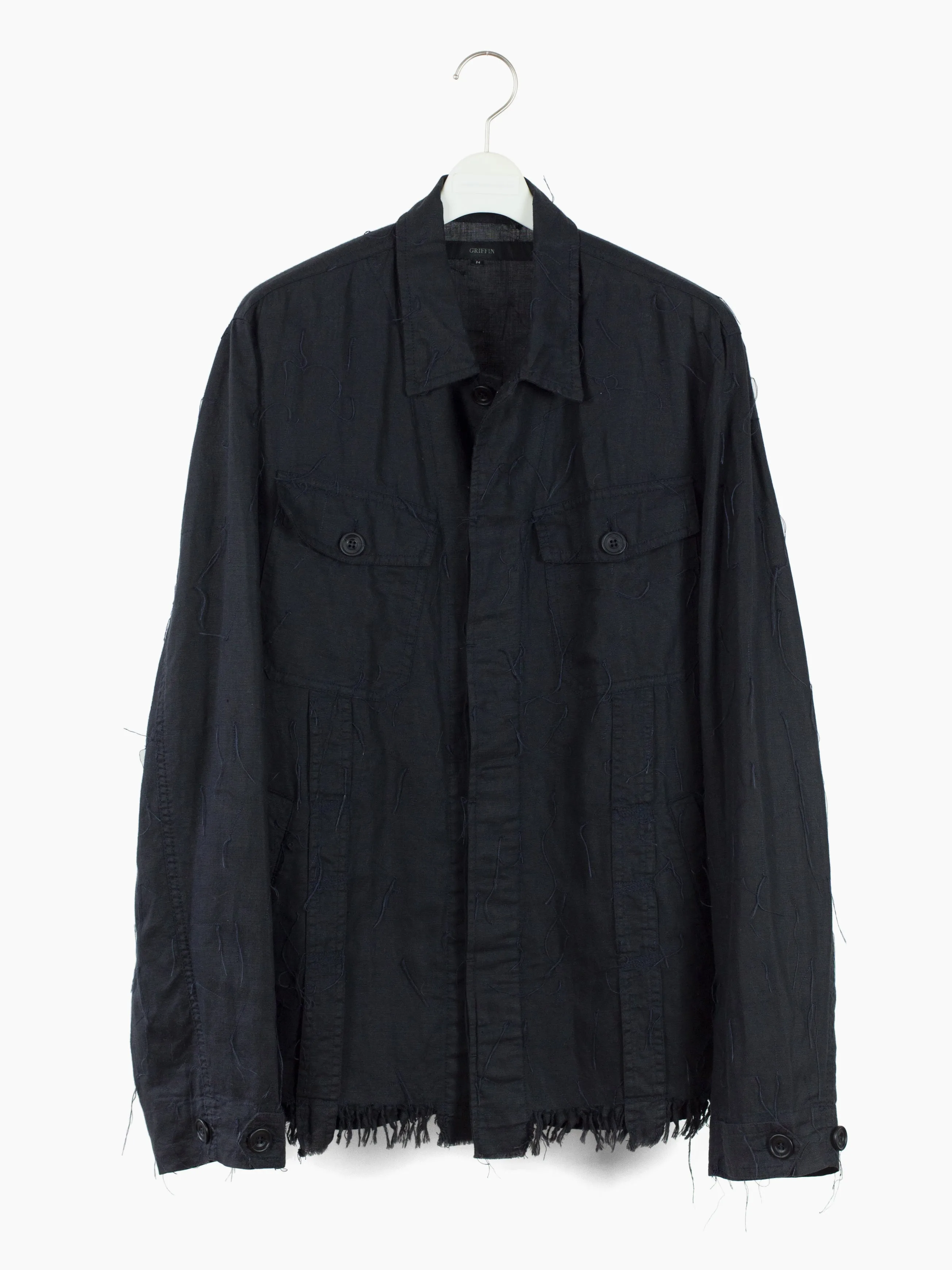 Griffin 00s Fringed Linen Denim Jacket