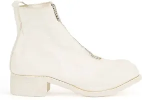 Guidi front-zip ankle boots White