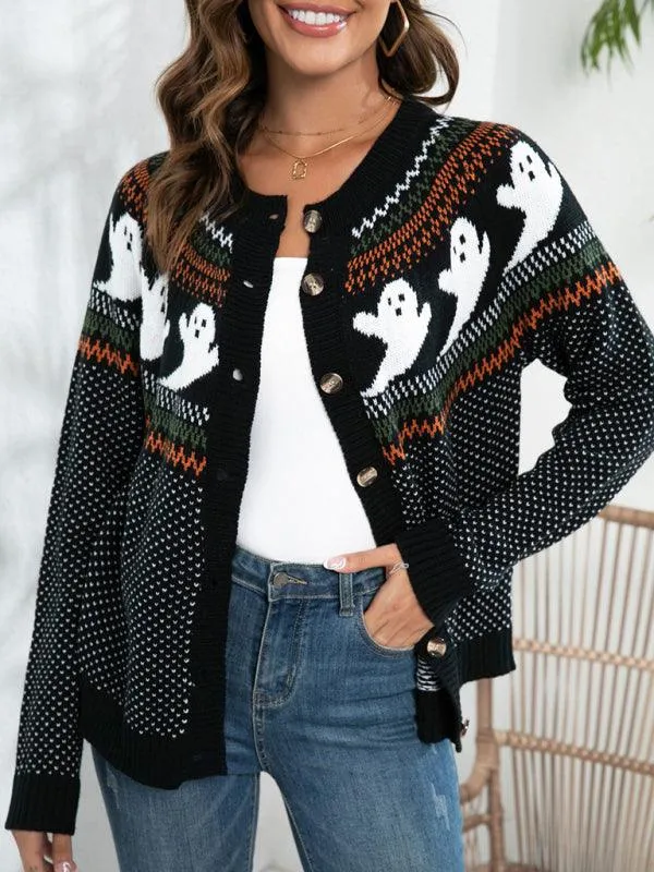 Halloween Polka Dot Women Cardigan Sweater