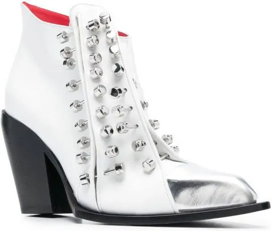 HARDOT studded leather ankle boots White