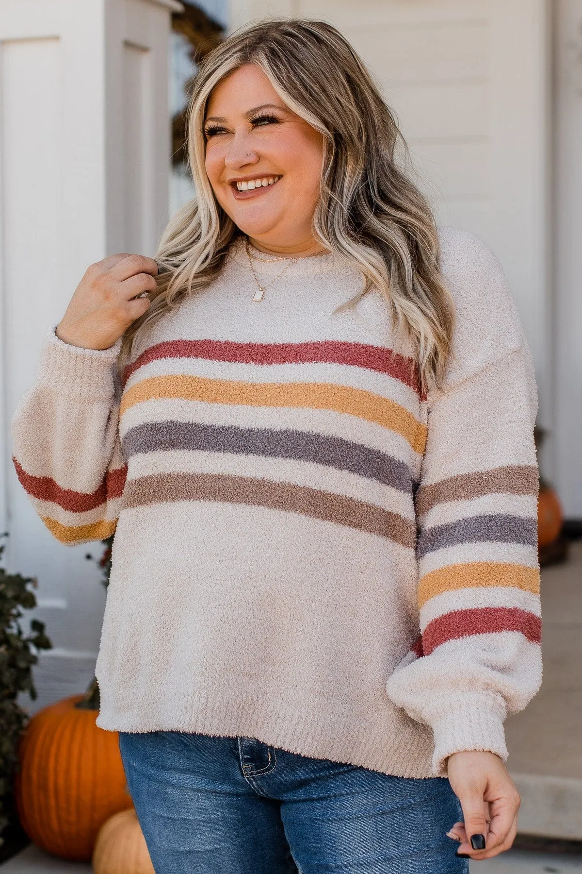 Harvest Hues Knit Sweater- Light Taupe