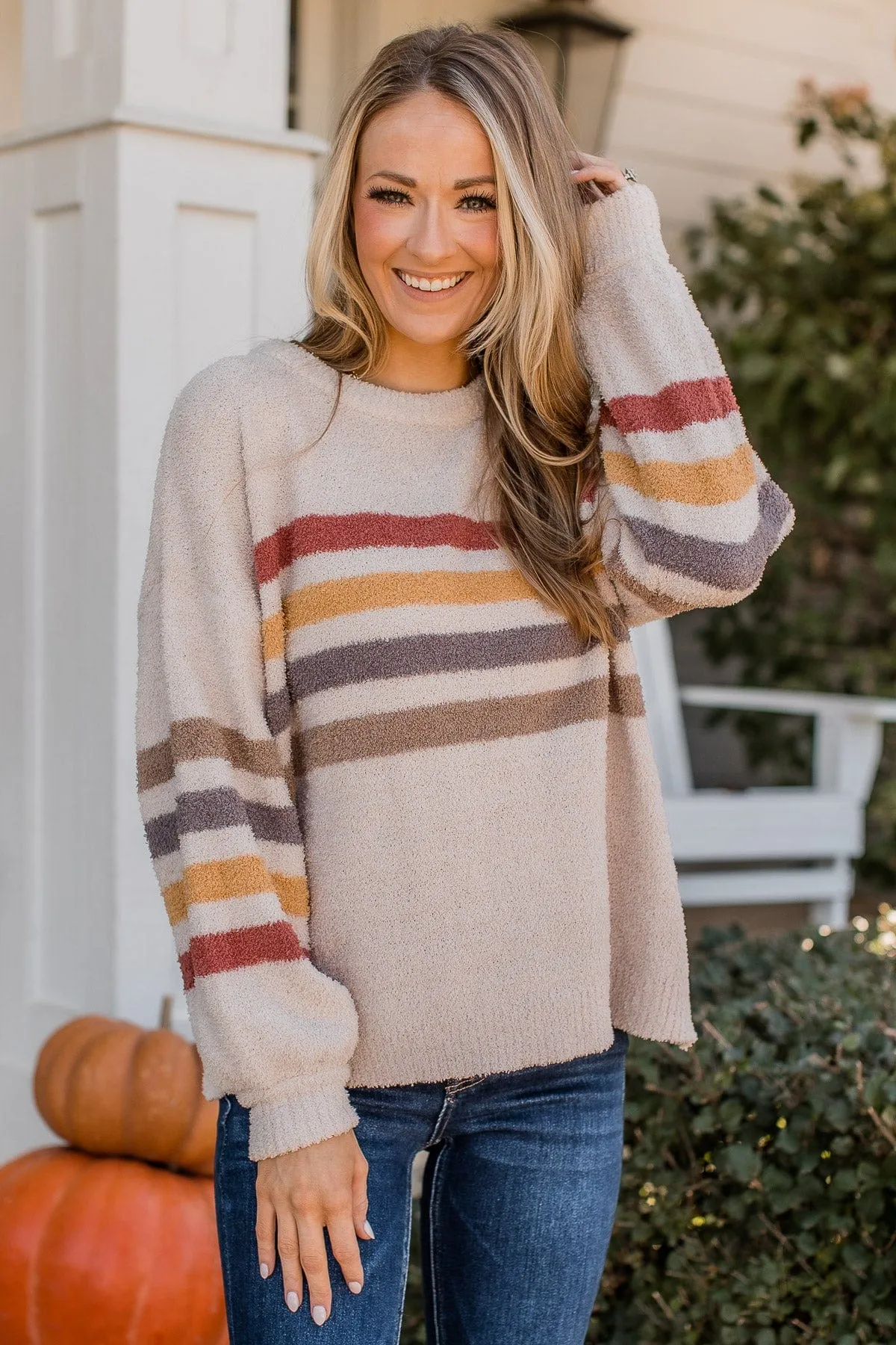 Harvest Hues Knit Sweater- Light Taupe