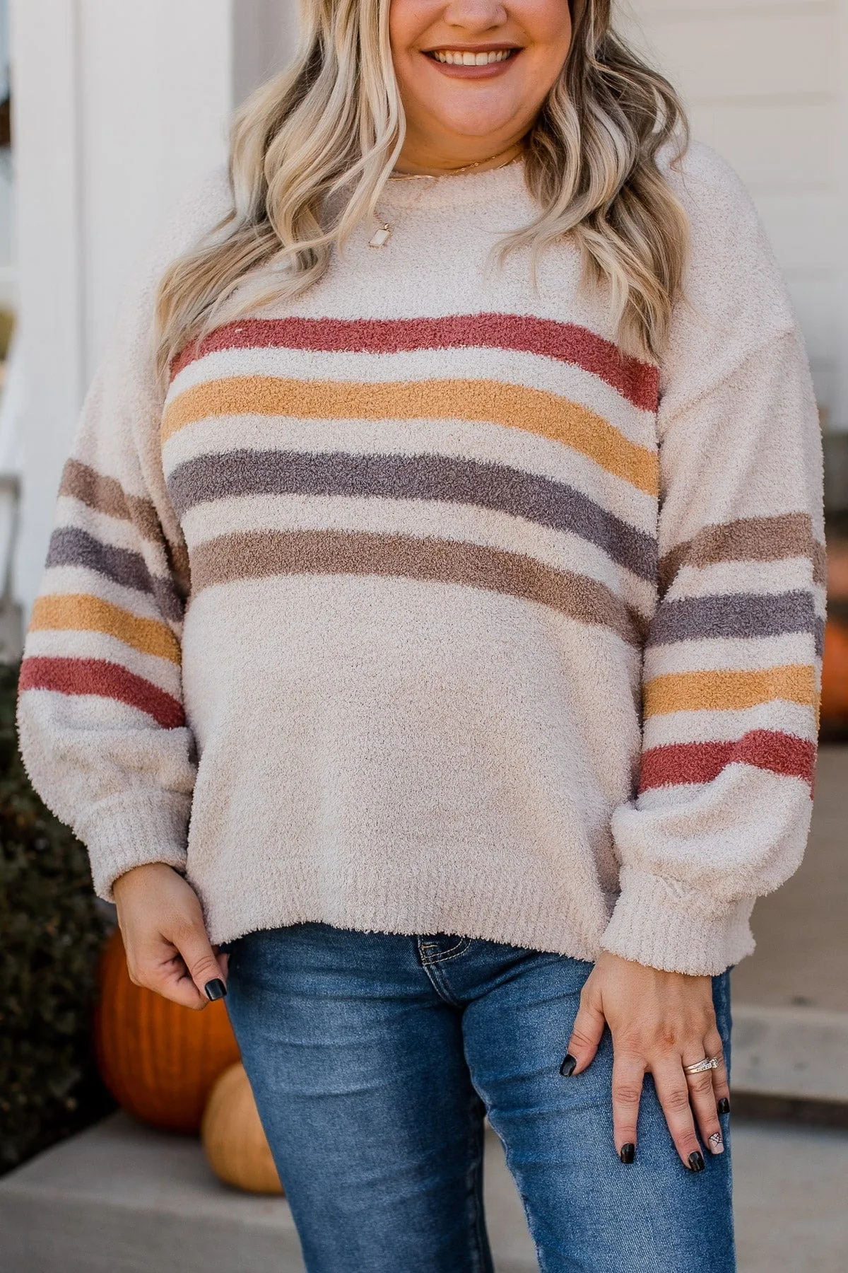 Harvest Hues Knit Sweater- Light Taupe