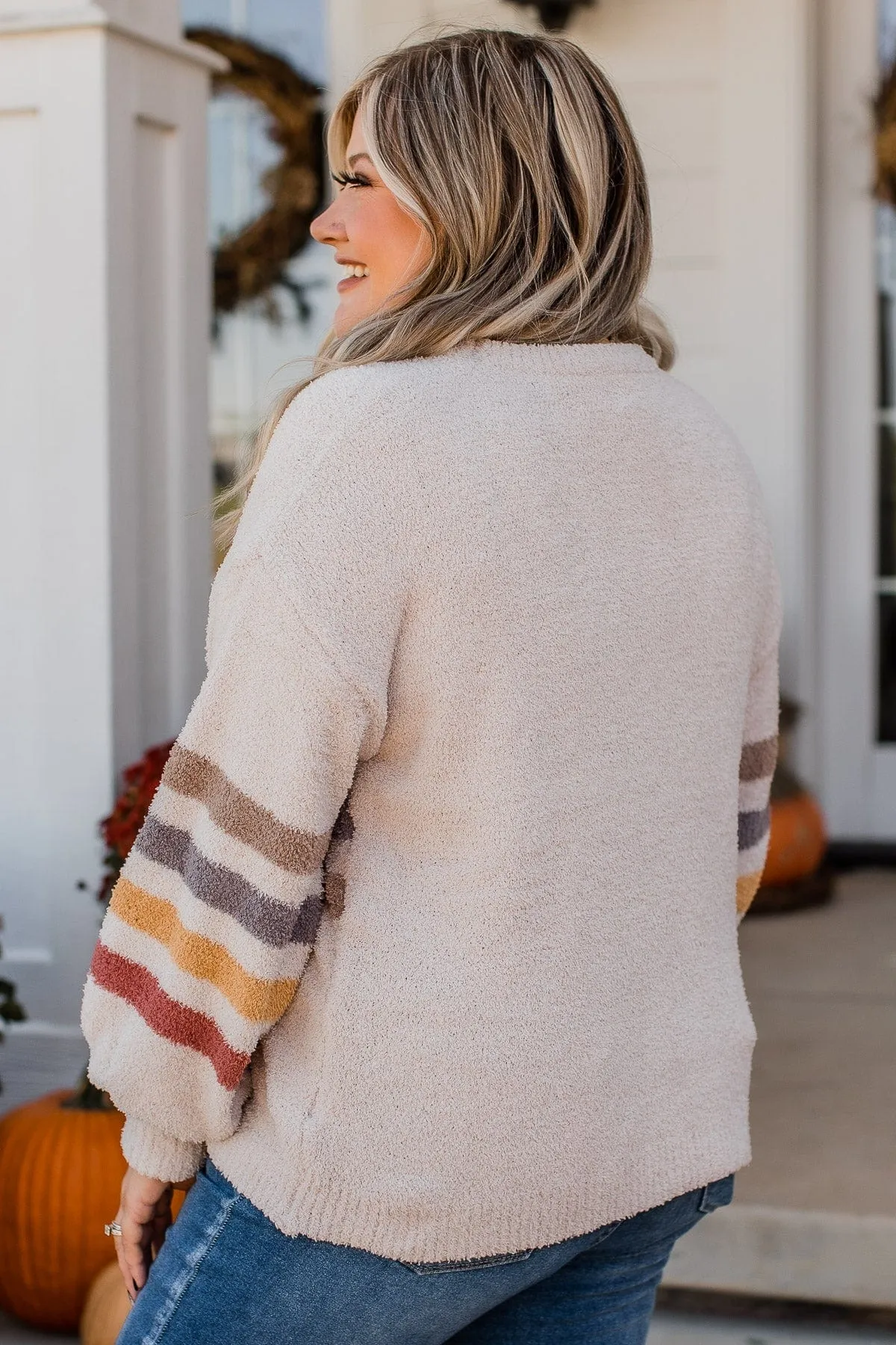 Harvest Hues Knit Sweater- Light Taupe