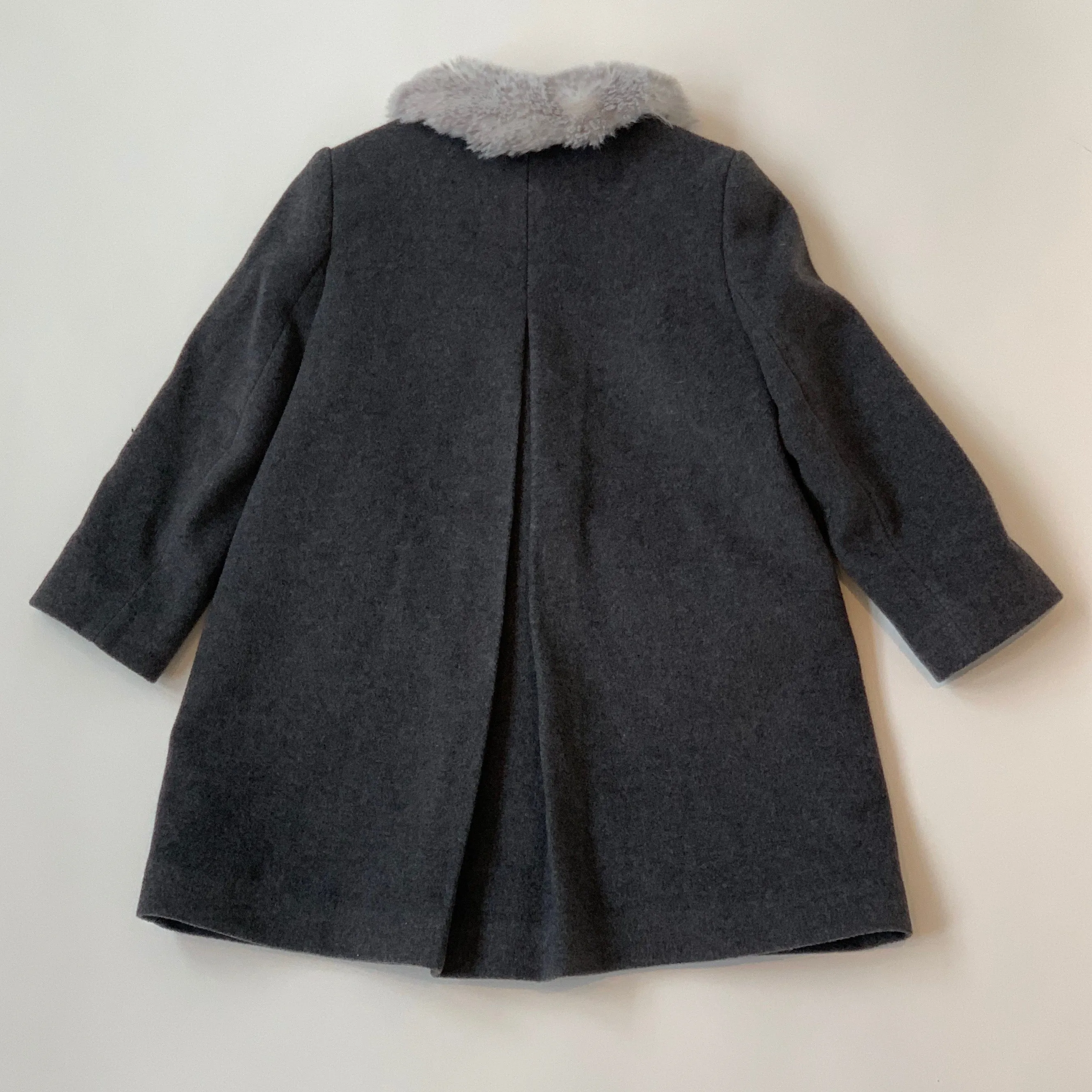 Il Gufo Grey Wool And Cashmere Coat With Faux Fur Collar: 4 Years & 6 Years