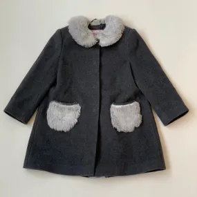 Il Gufo Grey Wool And Cashmere Coat With Faux Fur Collar: 4 Years & 6 Years