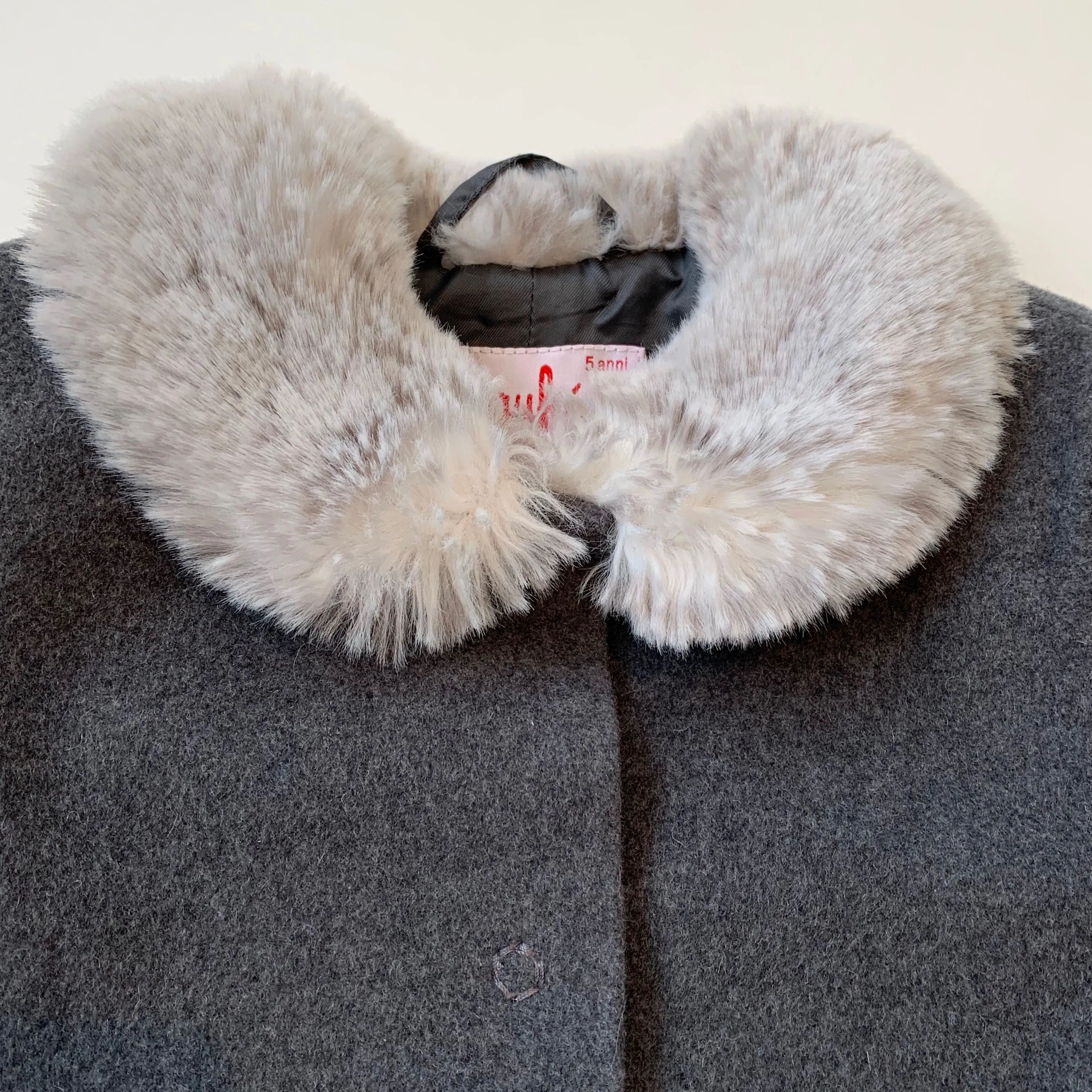 Il Gufo Grey Wool And Cashmere Coat With Faux Fur Collar: 4 Years & 6 Years