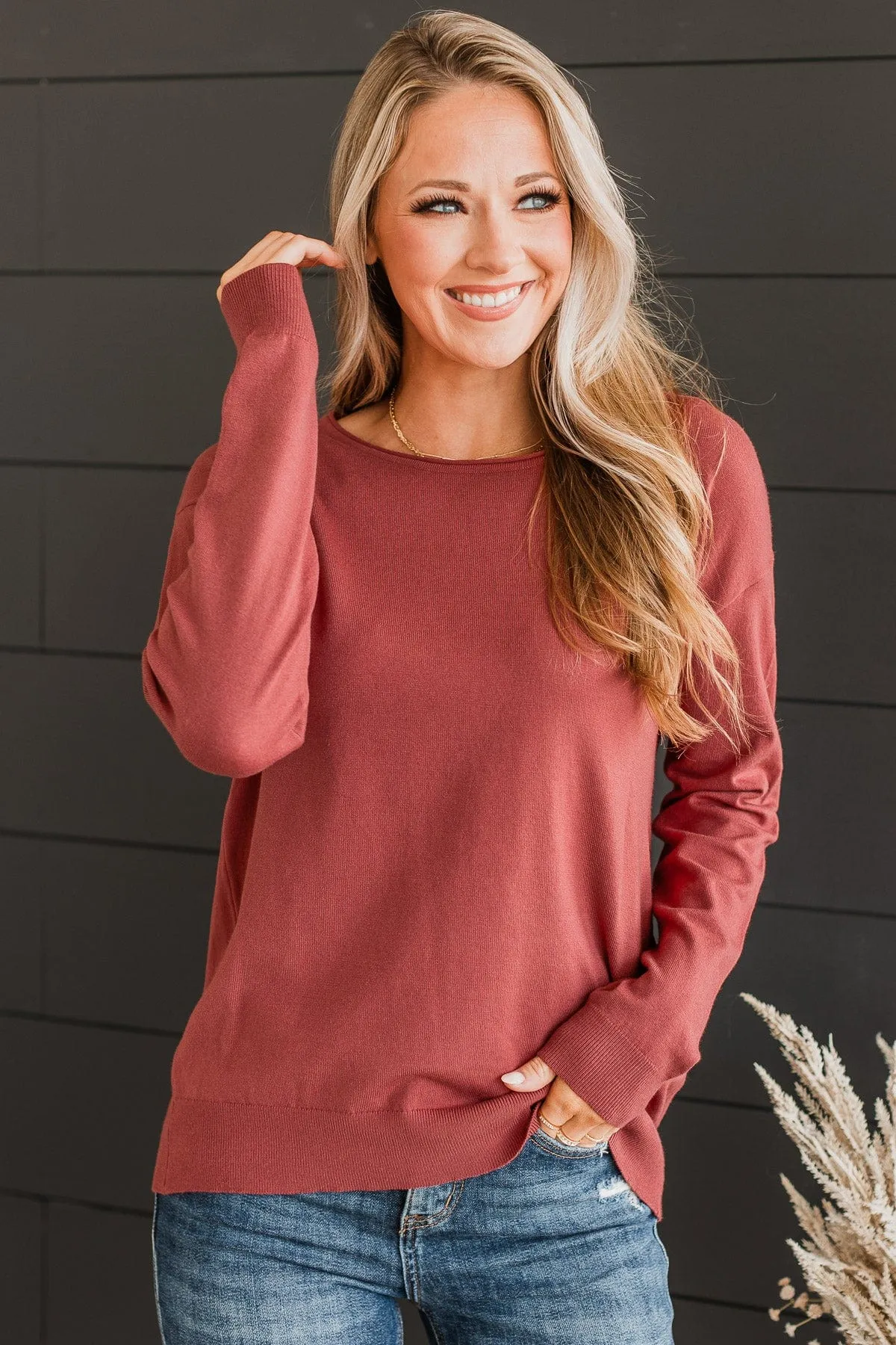 Infatuated With You Knit Sweater- Rust