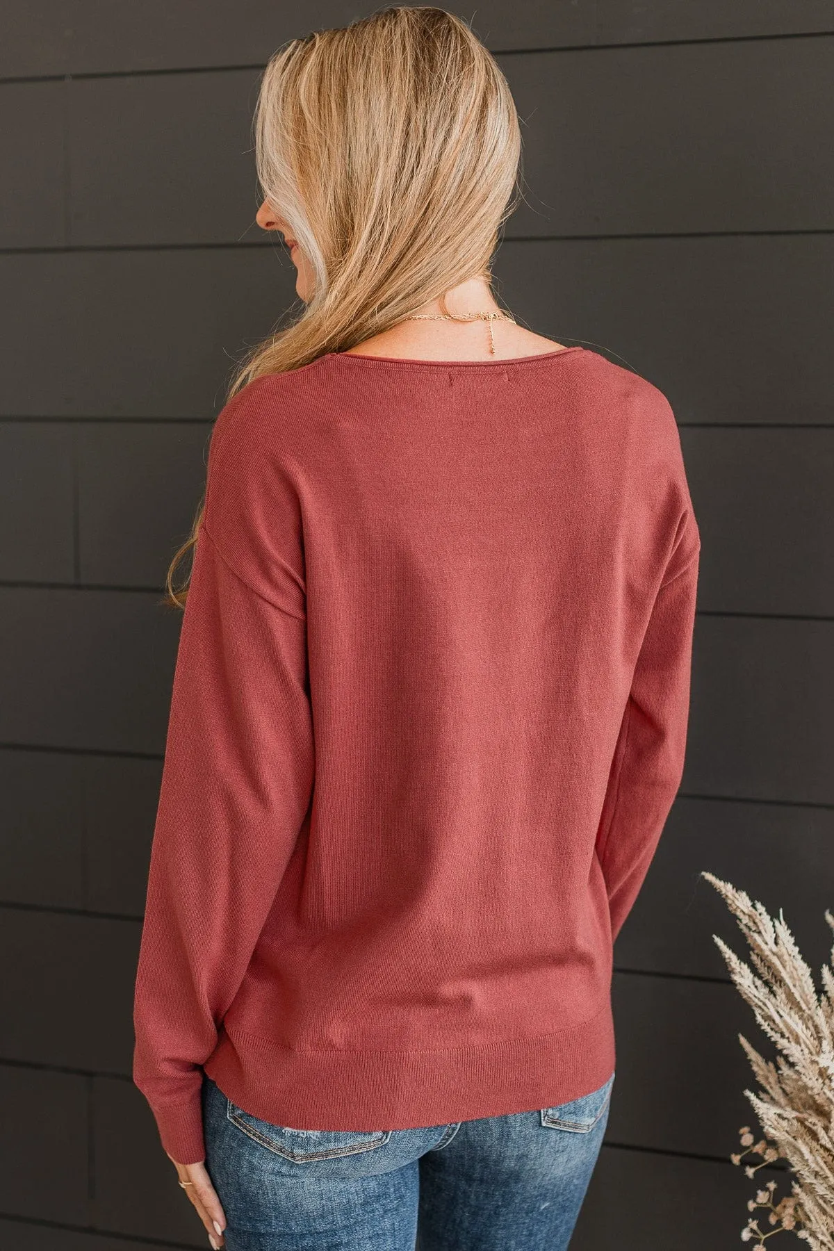 Infatuated With You Knit Sweater- Rust