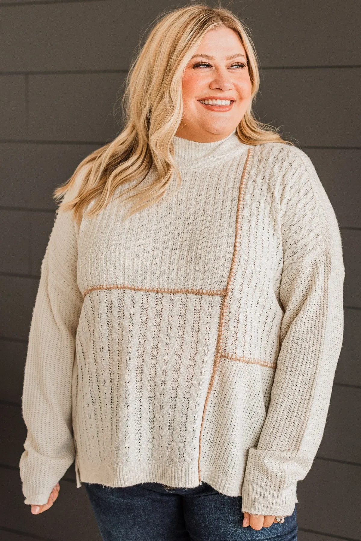 Instantly Obsessed Knit Sweater- Ivory & Camel