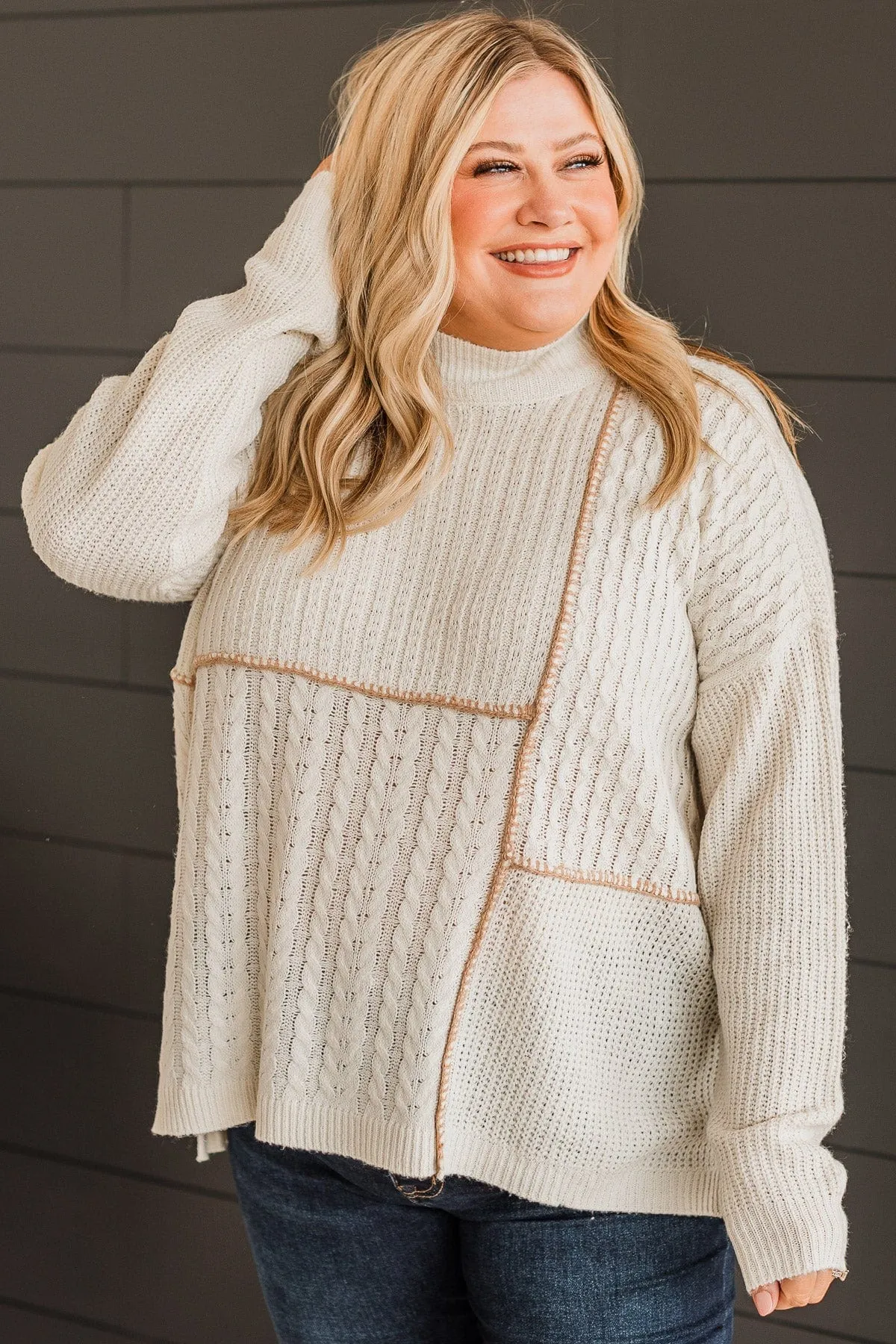 Instantly Obsessed Knit Sweater- Ivory & Camel