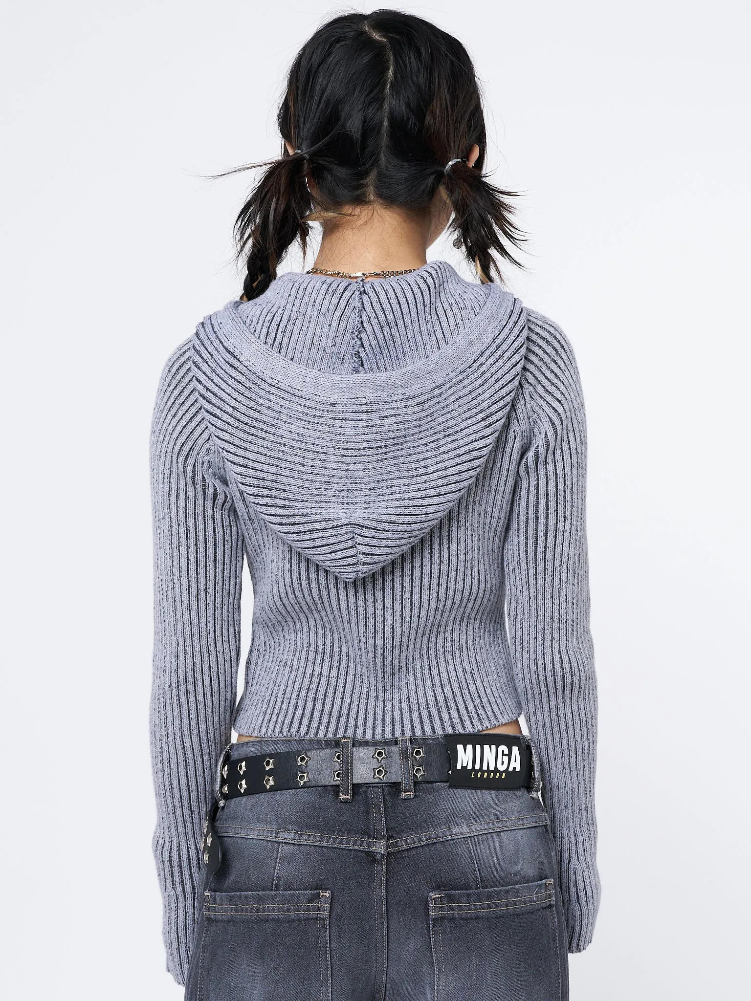 Jinx Grey Cropped Zip Hoodie Cardigan