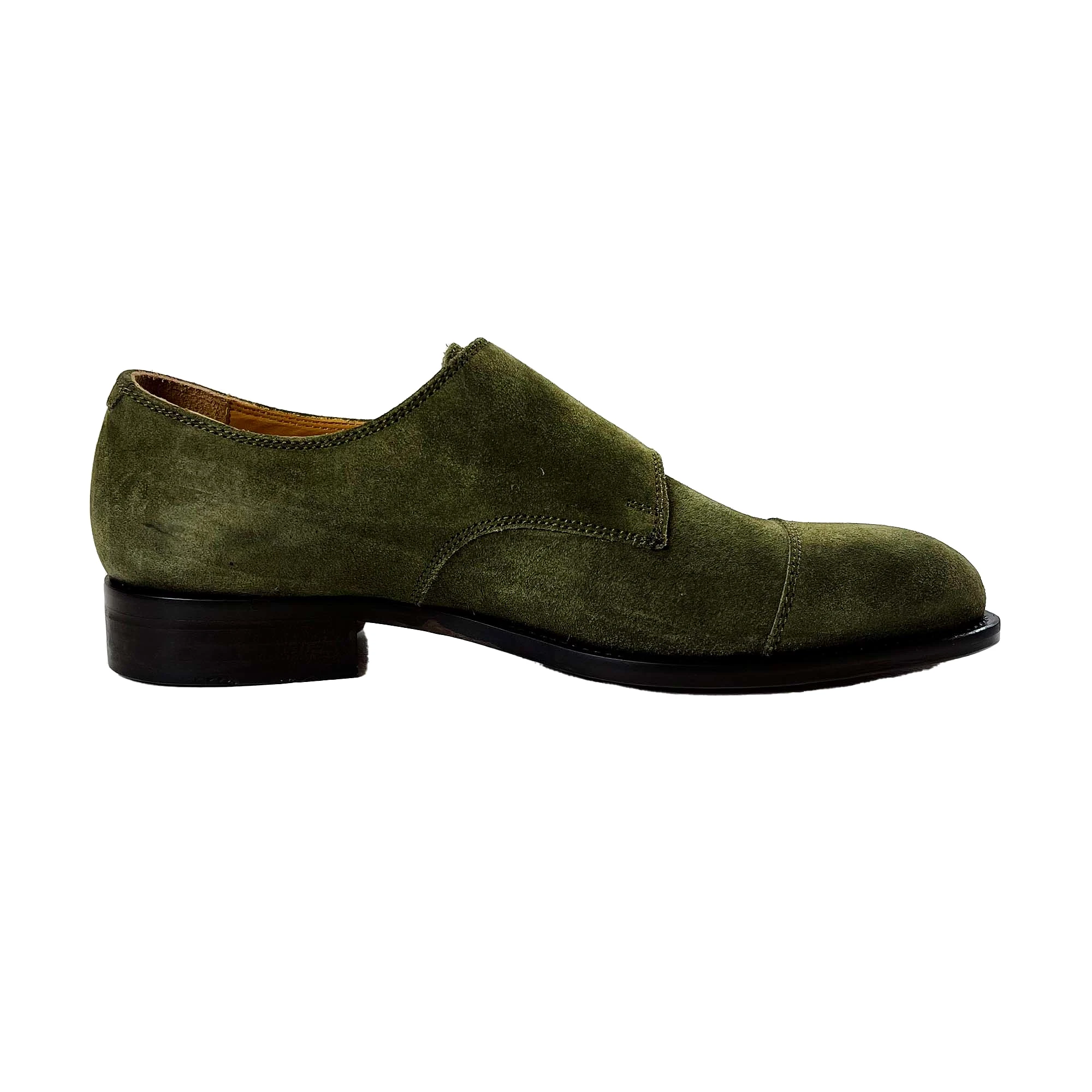 J.Lindeberg Mens Eng Double Monk Italian Suede Shoes - SAGE GREEN