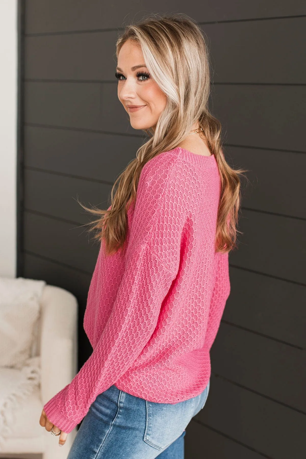 Keep It Colorful Knit Sweater- Pink