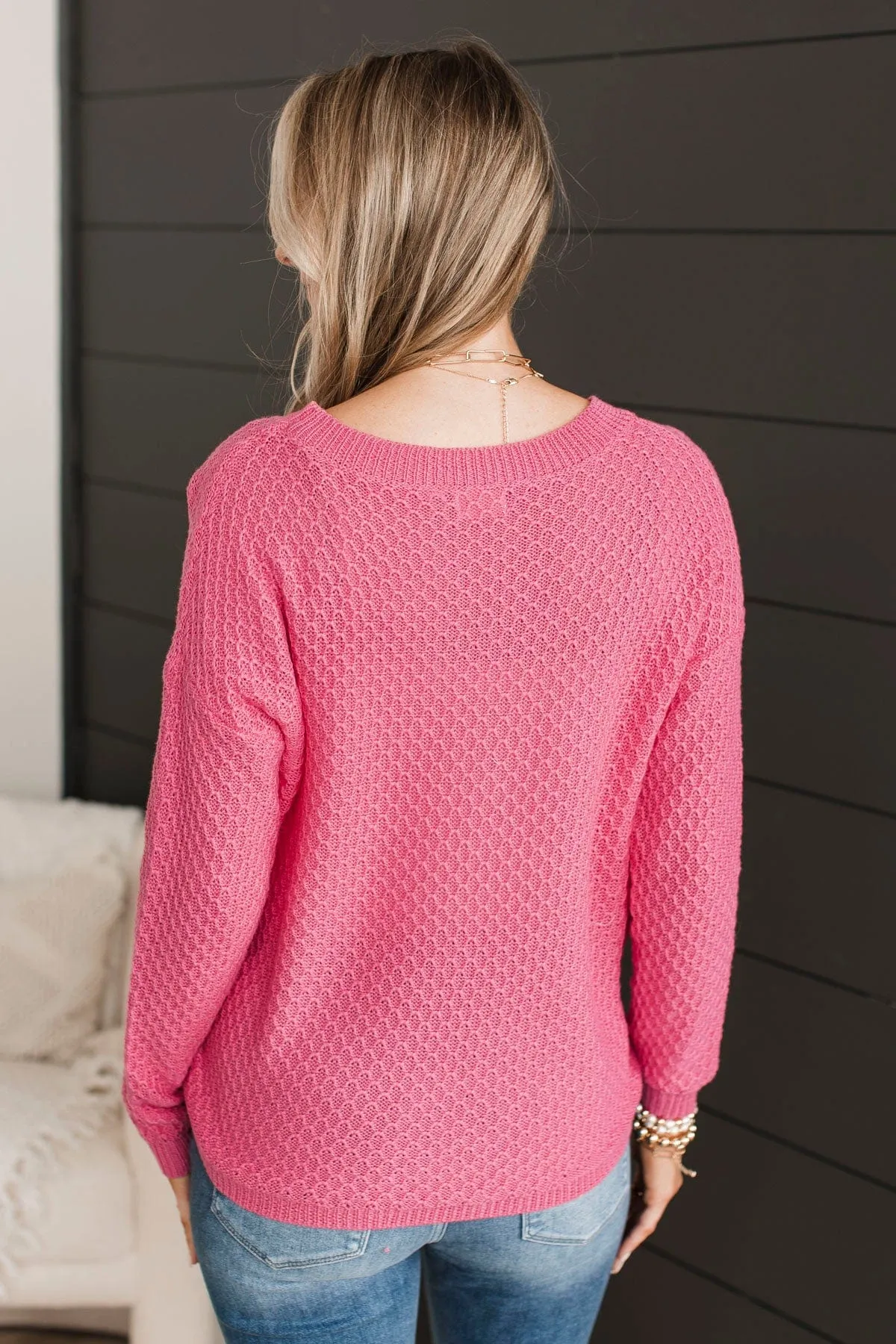 Keep It Colorful Knit Sweater- Pink