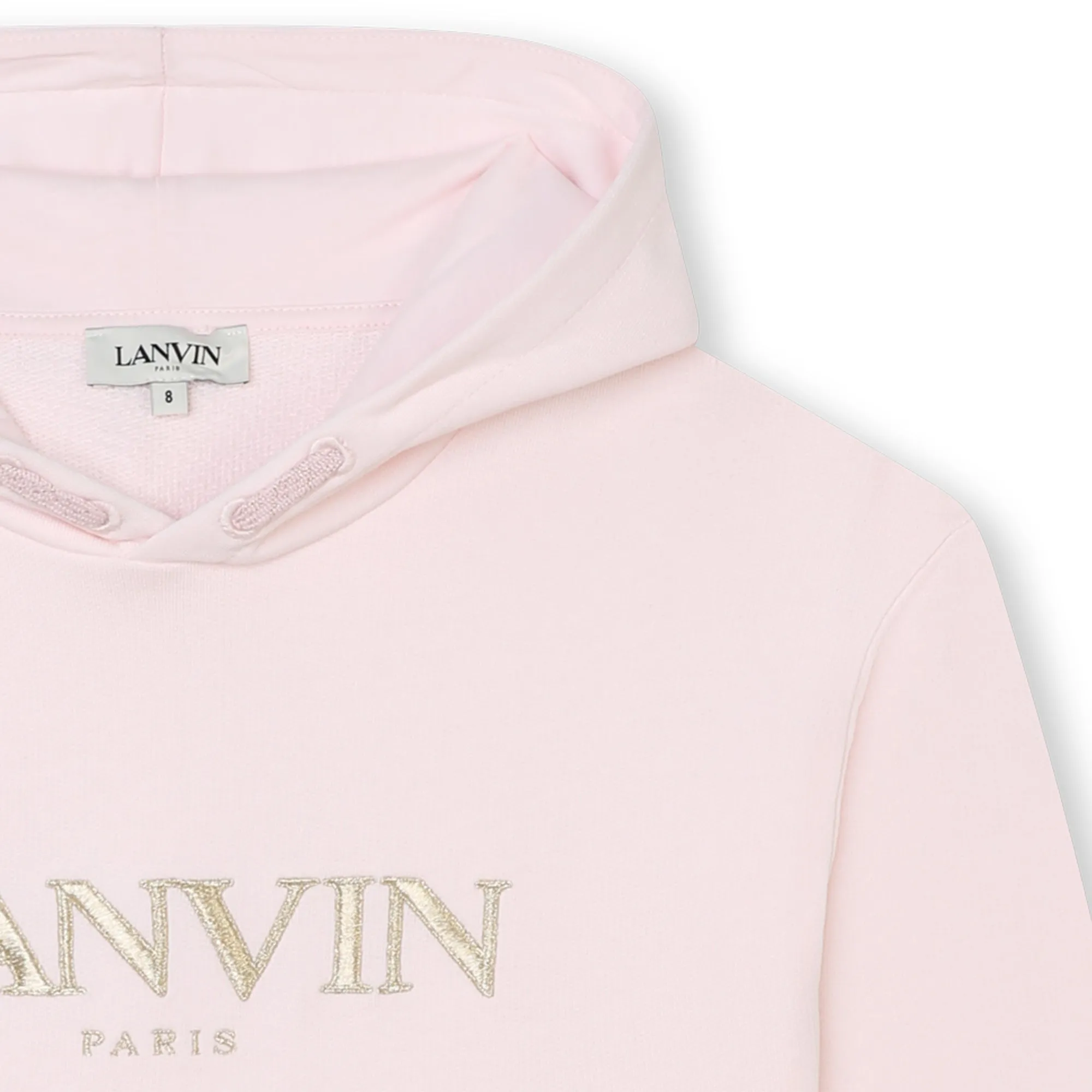 Lanvin Hooded Sweater Embroided Logo Pink