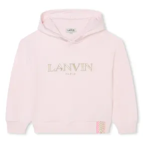 Lanvin Hooded Sweater Embroided Logo Pink