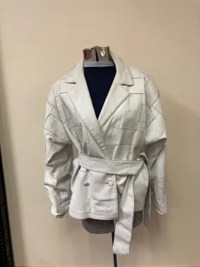 Leather 80's White 1980's Jacket matching belt Size 38