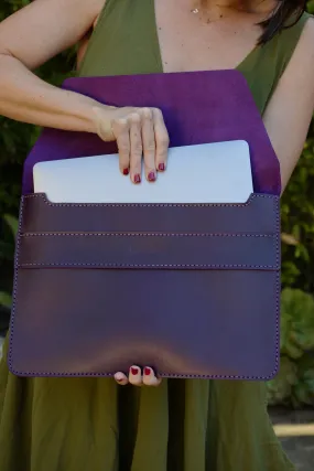 LEATHER LAPTOP SLEEVE// EGGPLANT