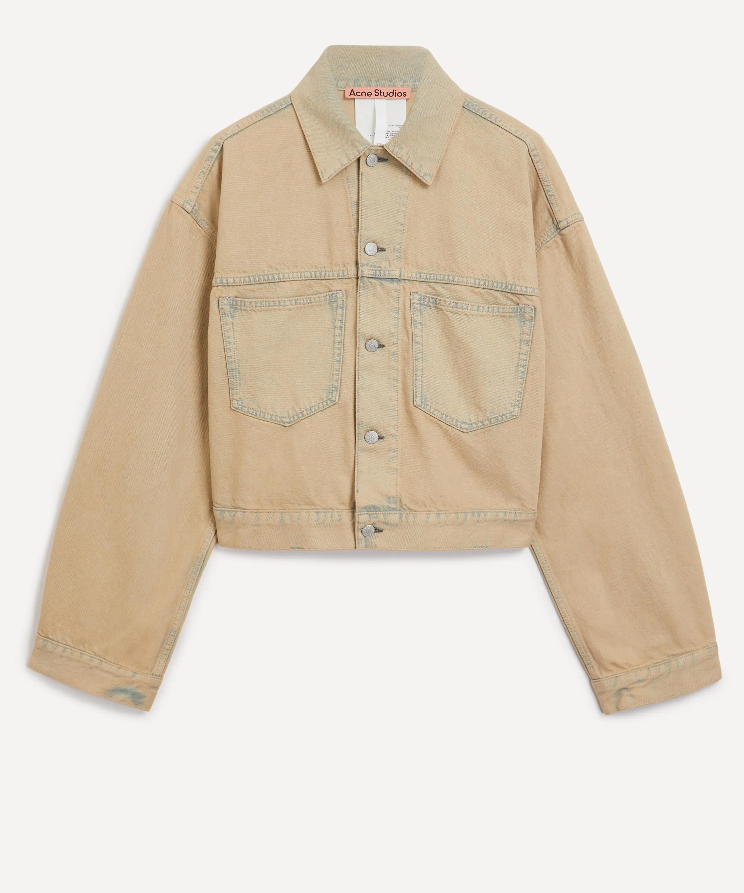 Light Sand Cropped Denim Jacket