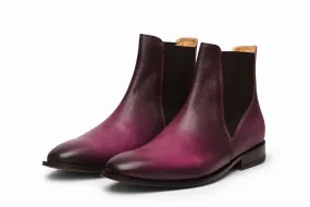 Lizard Skin Print Chelsea Boots - Purple Patina