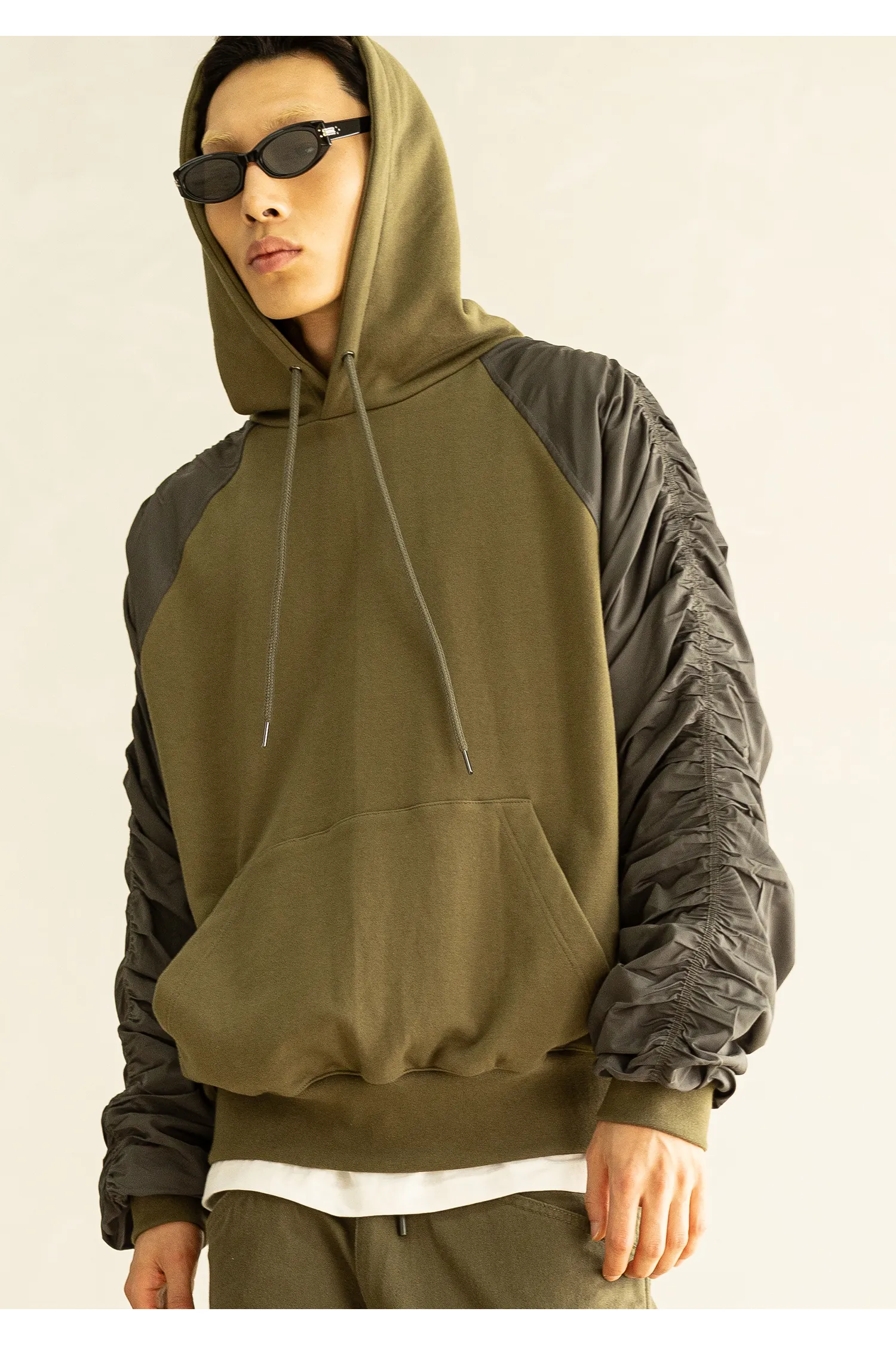 MASSNOUN  |●MASSNOUN● BELINE PUCKERING HOODIE (2color)