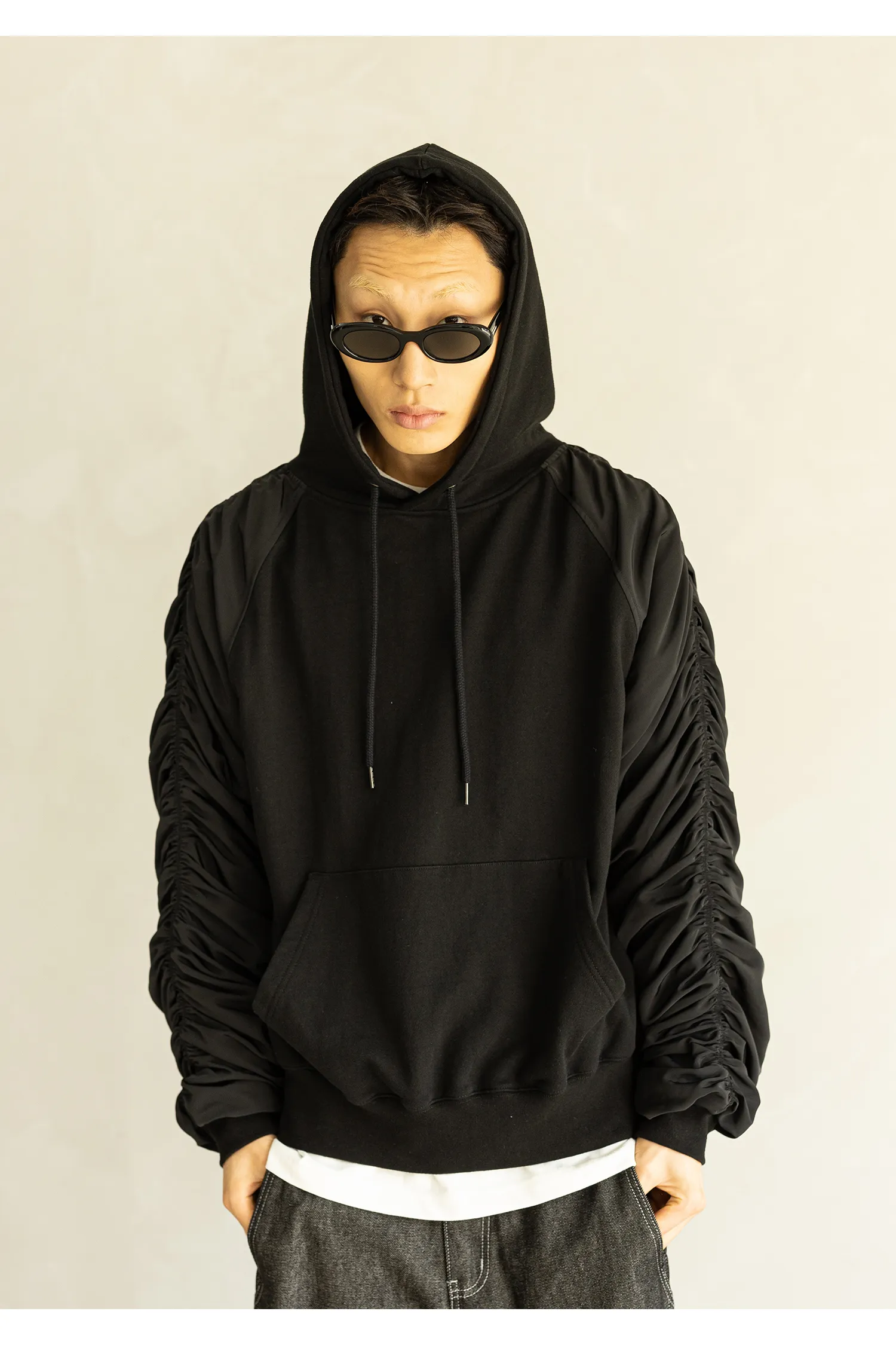 MASSNOUN  |●MASSNOUN● BELINE PUCKERING HOODIE (2color)