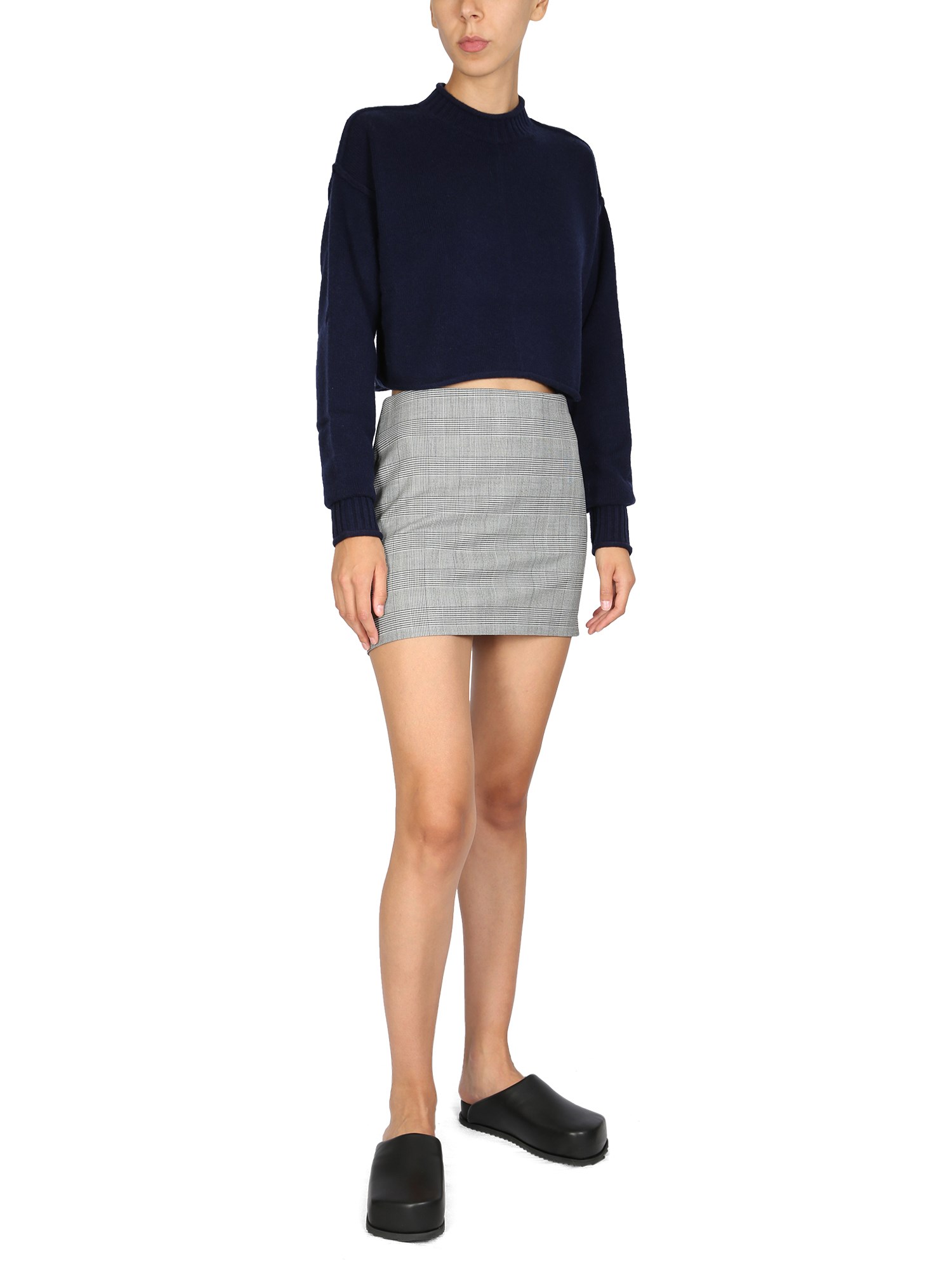 MAX MARA    WOOL BLEND BATAVIA MINI SKIRT WITH PRINCE OF WALES PATTERN