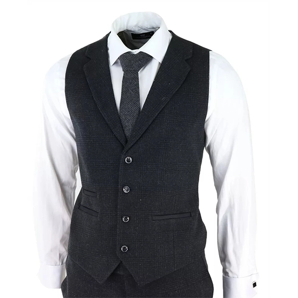 Mens Black Tweed 3 Piece Suit - Famous Jackets