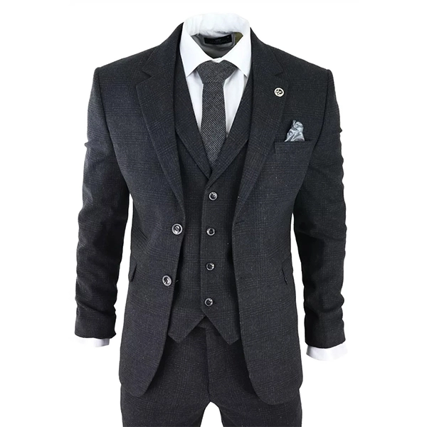 Mens Black Tweed 3 Piece Suit - Famous Jackets