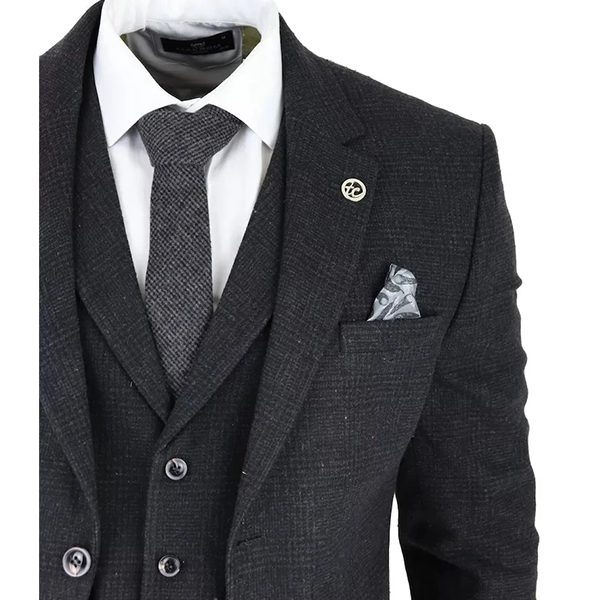 Mens Black Tweed 3 Piece Suit - Famous Jackets