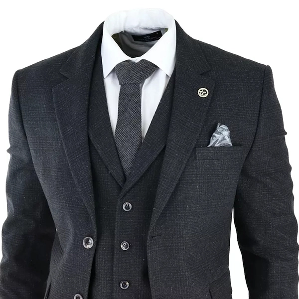 Mens Black Tweed 3 Piece Suit - Famous Jackets