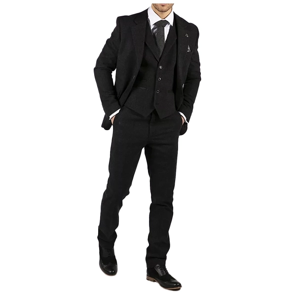 Mens Black Tweed 3 Piece Suit - Famous Jackets