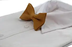 Mens Camel Velvet Plain Colour Bow Tie