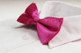 Mens Hot Pink Sparkly Glitter Patterned Bow Tie