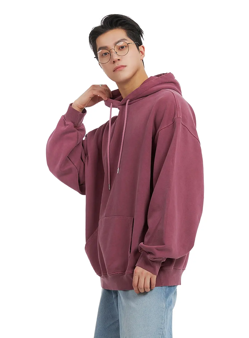 Men's Solid Cotton Washed Hoodie IA401