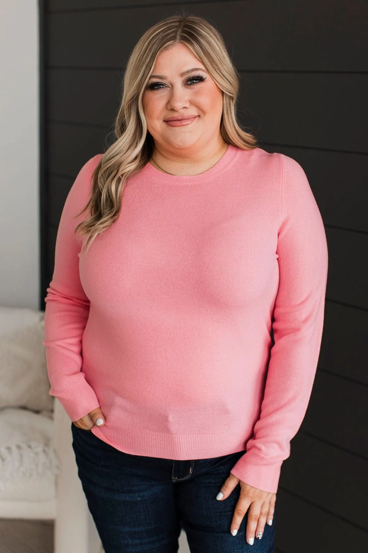 Met Your Match Lightweight Sweater- Pink