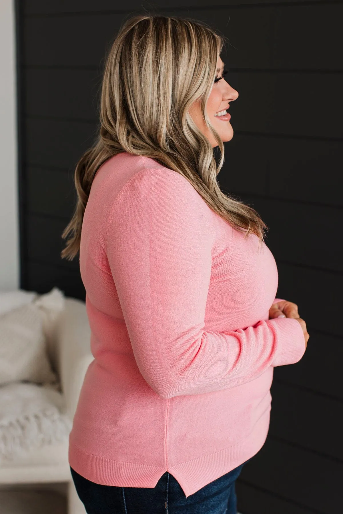 Met Your Match Lightweight Sweater- Pink