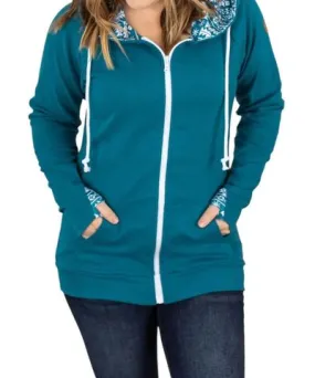 Michelle Mae Winter Snowflake Full Zip Hoodie In Blue Green