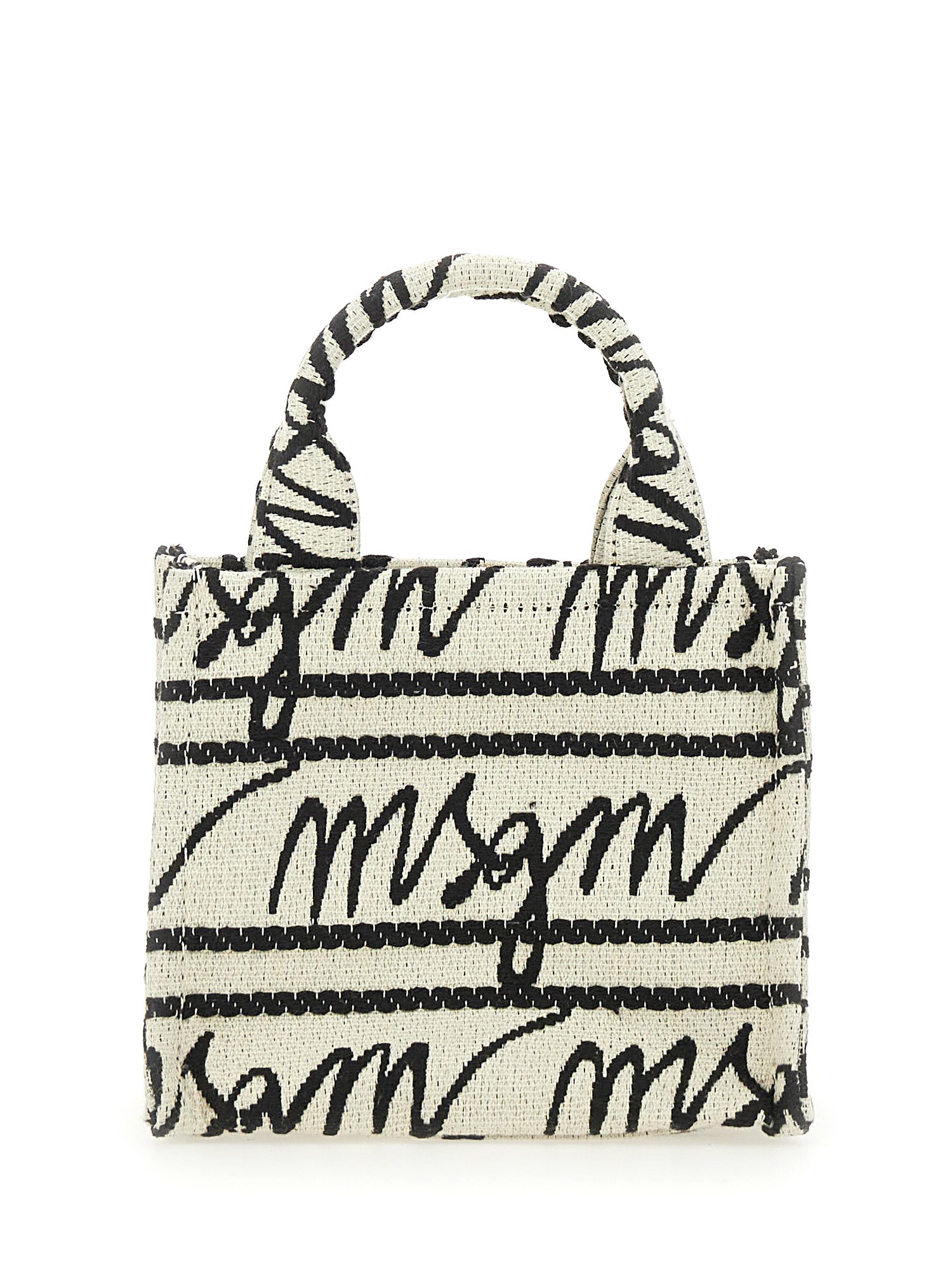 MSGM    JACQUARD LOGO CANVAS MINI TOTE BAG