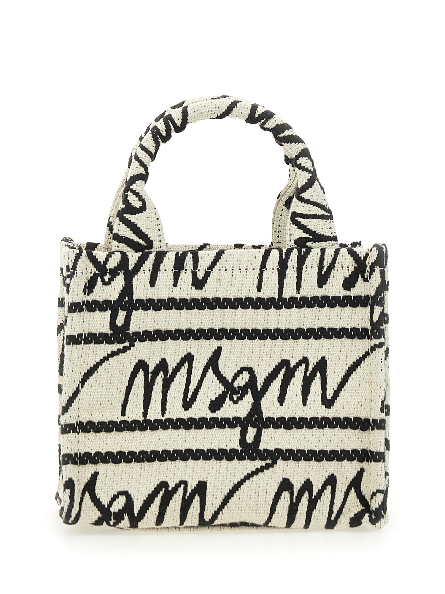 MSGM    JACQUARD LOGO CANVAS MINI TOTE BAG