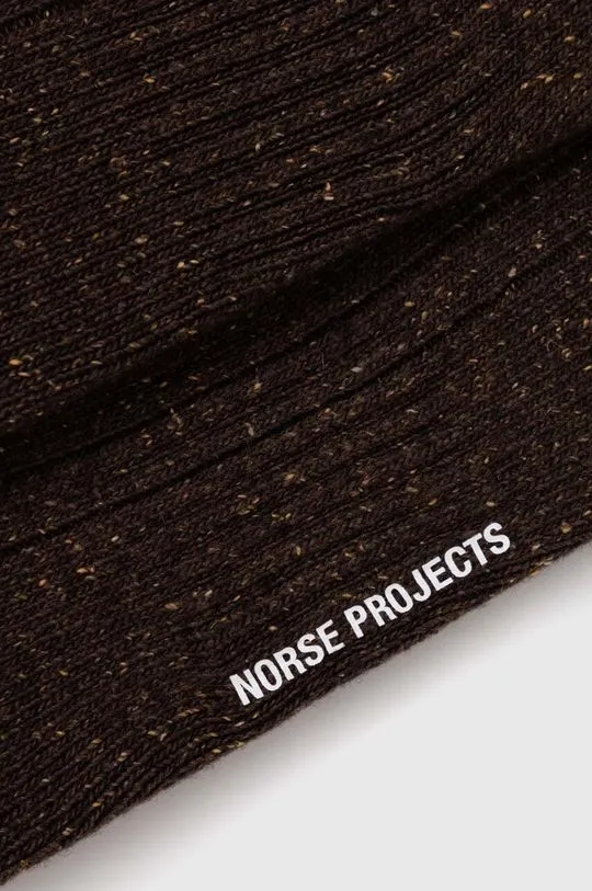 Norse Projects wool blend socks Bjarki Neps Wool Rib Sock brown color N82-0008-2022