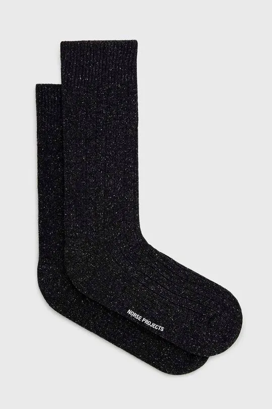 Norse Projects wool blend socks Bjarki Neps Wool Rib Sock gray color N82-0008 1034