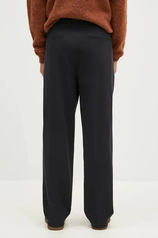 Norse Projects wool blend trousers Benn Relaxed Cotton Wool Twill Pleated Trouser black color N25.0395.9999