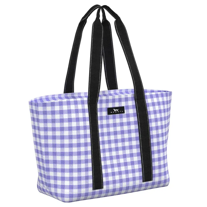 Out N About Zip -Top Tote - Pattern: Amethyst & White Check