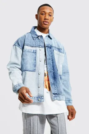 Oversized Patchwork Denim Jacket 