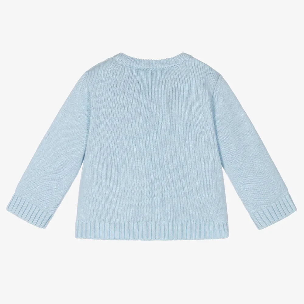 Pale Blue Wool Snowman Sweater