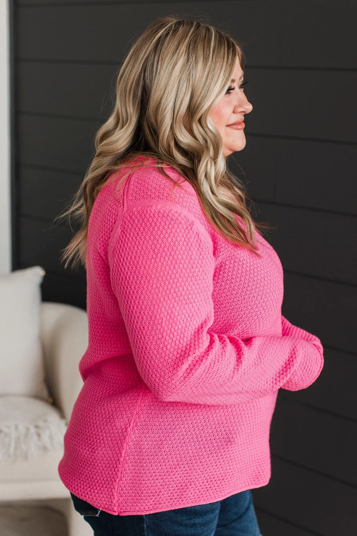 Personal Best Knit Sweater- Bright Pink