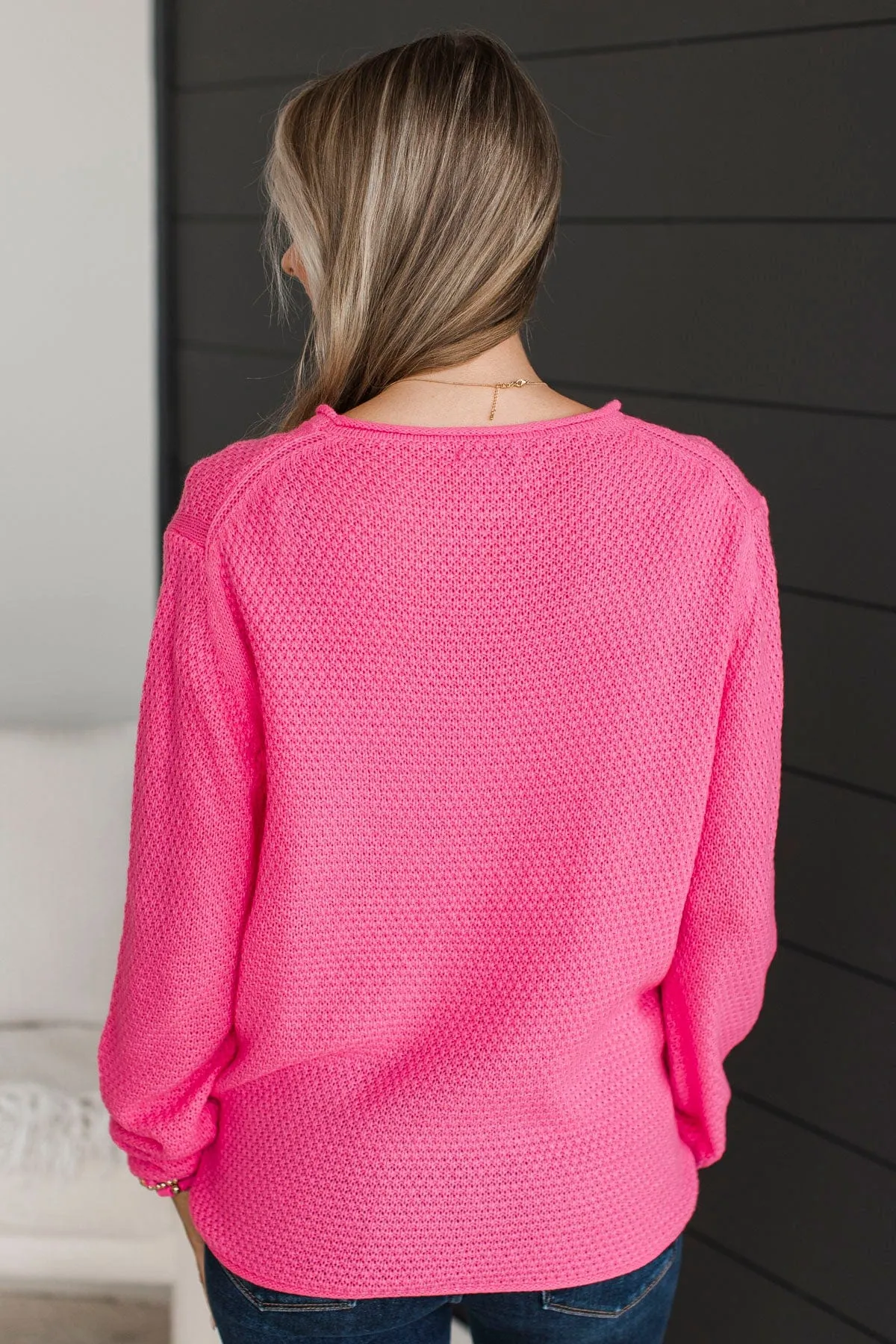 Personal Best Knit Sweater- Bright Pink