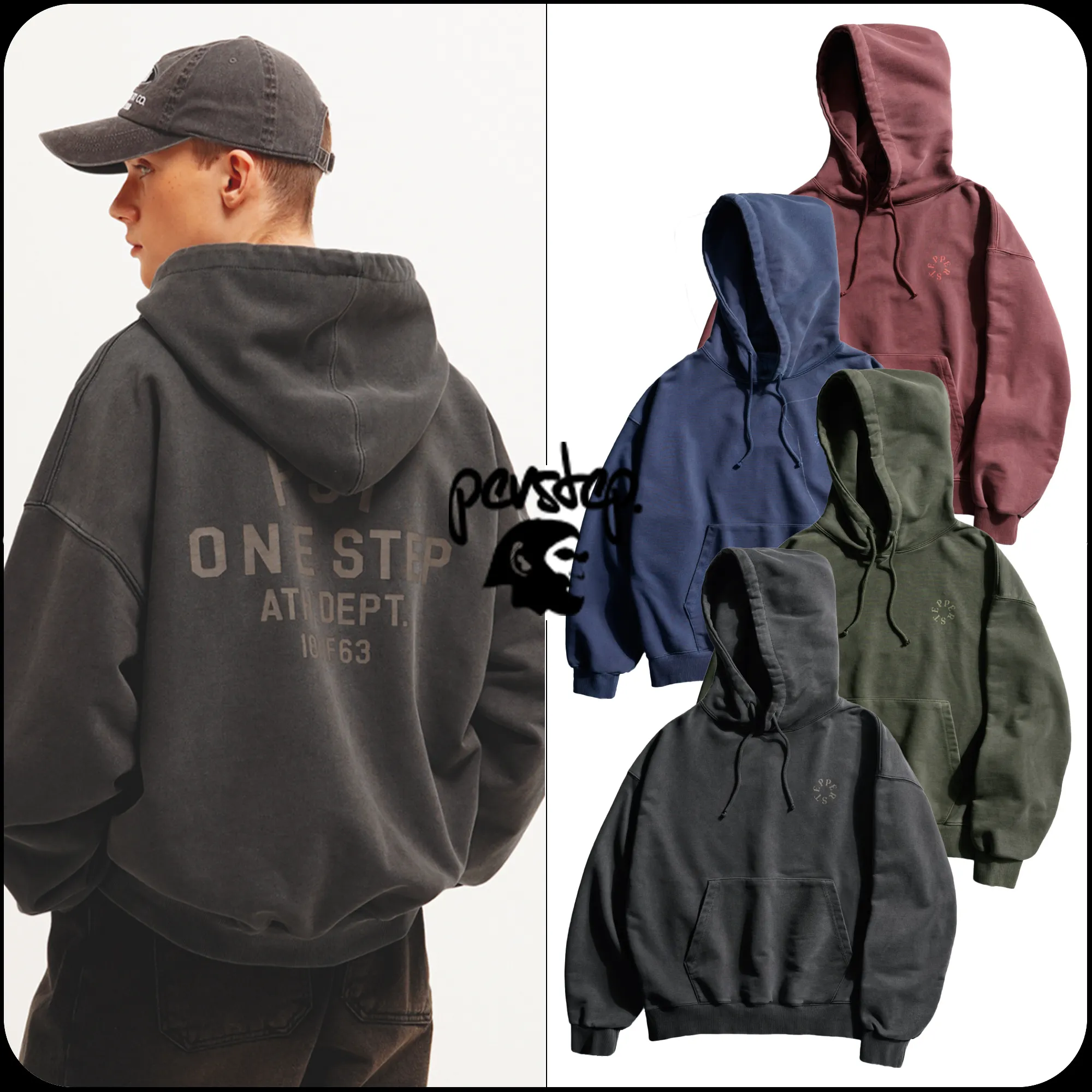 perstep  |[PERSTEP]★STRUCTURE PIGMENT HOODIE